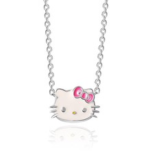 Hello Kitty Necklace for Women Official License, 16"  2" Sterling Silver Nec...