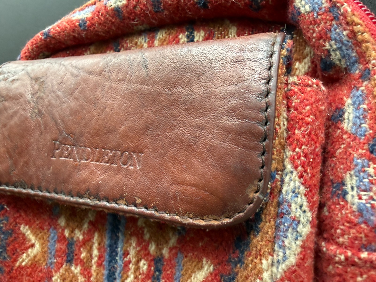 Pendleton Crossbody Wool Leather Native Red Patte… - image 5