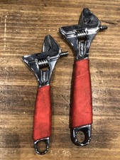 Snap-on ADHW6A ADHW8A 2pc Red Soft Grip Wide Mouth Adjustable Wrench Set [Used]