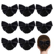 8 Pieces Bowknot Hair Snood Net for Women, Professional Hair Bun Holder Cover...