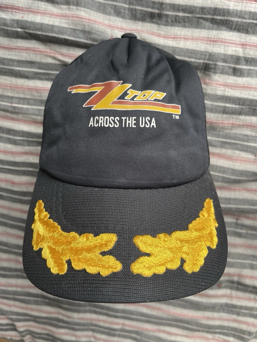 Vintage ZZ Top Across The USA Trucker SnapBack Hat Gold Leaf Cap