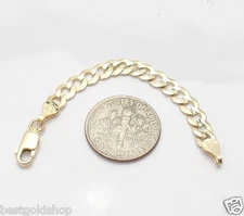4.7mm Solid Curb Link Necklace Extender for Pendant Charm REAL 10K Yellow Gold 