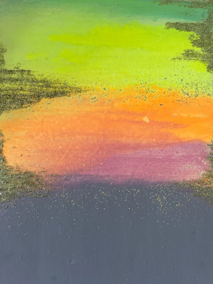 Original Kayla Braden Abstract “Cotton Candy” Acrylic Glitter Painting on Canvas - Image 4 of 4