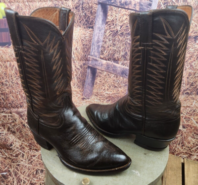 Cowtown Vintage Exotic Men\'s Cowboy Boots Size 8.5 D Caribou Western Brown Men main image 2