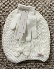 White Tahari Girls Hat And Glove Set