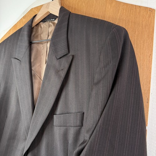 Jack Victor Suit Mens 44R Brown Pinstripe 2 Button 100% Wool Pants 36x30 Pleated - Picture 8 of 20