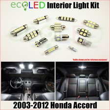 Fits 2003-2012 Honda Accord White Led Interior Light Accessories Package Kit 12x