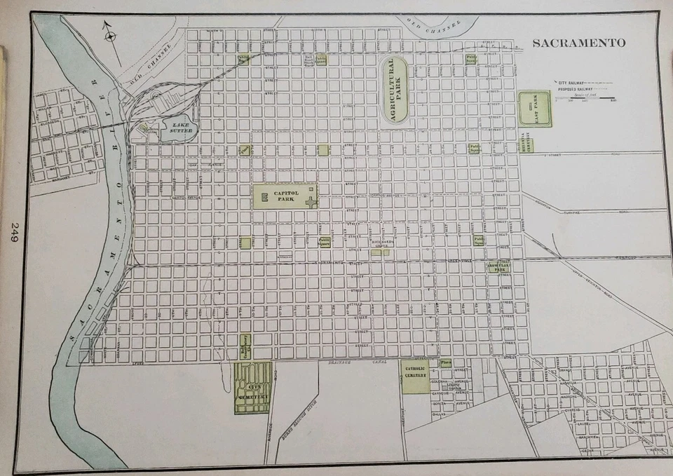 Mapa de Sacramento California Capital 1902 por Geo. F. Cram o Norte de Nuevo México Foto 4 de 4