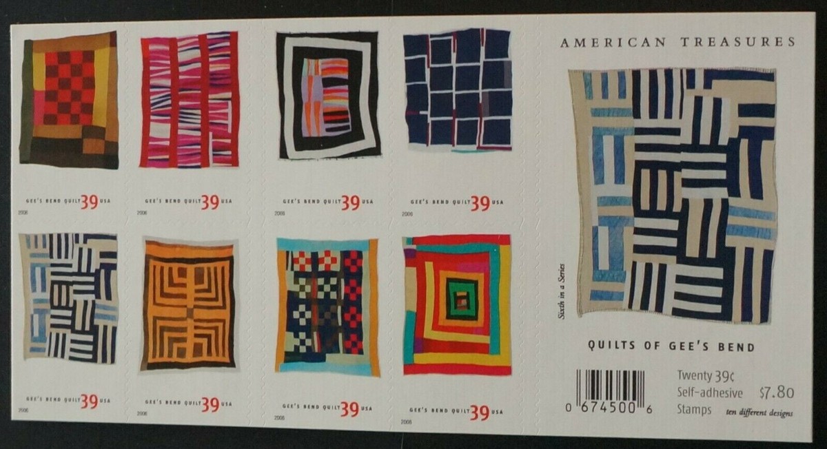One (1) Booklet of 20 QUILTS OF GEE'S BEND 39¢ US Postage