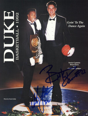 BRIAN DAVIS & CHRISTIAN LAETTNER SIGNED PHOTO '92 DUKE BASKETBALL CHAMPS BECKETT