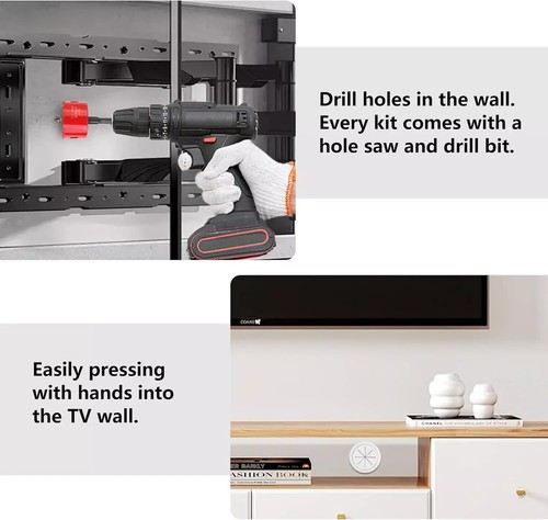 Kit Gestione Cavi per TV a Parete, Include 4 Passaggi e Strumenti - Foto 5 di 7