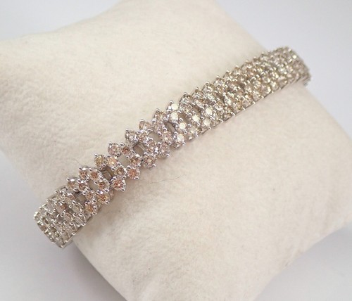 Brilliant Cut Lab Created Diamond 14K White Gold Plated Anniversary Bracelet - Picture 4 of 5