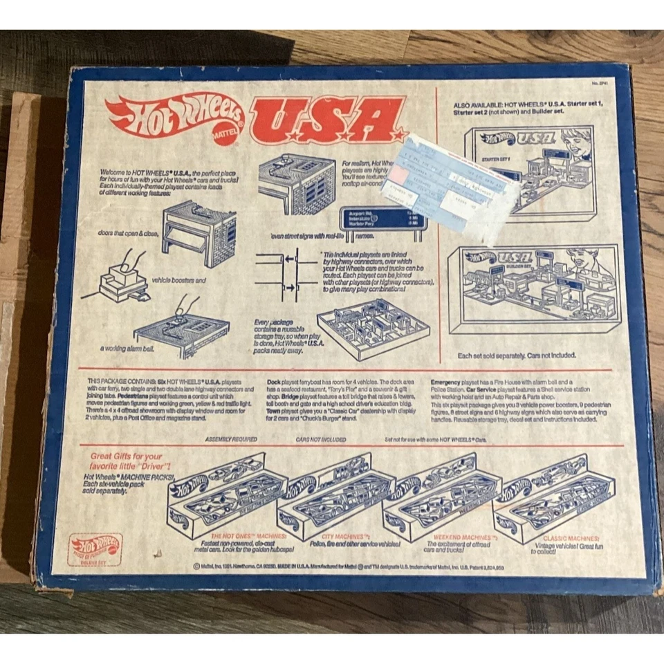 Hot Wheels USA Deluxe Playset Diecast Car w Box Instructions Mattel Vintage 1981 - Image 3 of 4