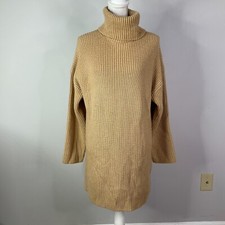 WAYF Culver Turtleneck Long Sleeve Sweater Dress Camel Brown Women Size Small