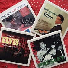 Elvis Presley Album Art Tile Drink Coasters 4 Piece Set