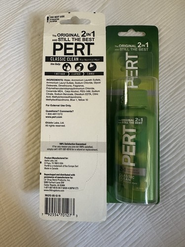 Pert Classic Clean 2 in 1 Shampoo + Conditioner 1.7oz Travel Sealed Lot of Two - Picture 4 of 6