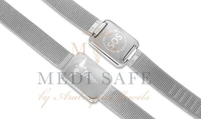 ORIGINAL MEDI SAFE SOS ARMBAND/MEDIZINISCHER ALARM/NOTFALL/EDELSTAHL TALISMAN