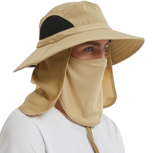 Fishing Hat with Neck Flap UV Protection Wide Brim Sun Hat for Men Women- Wat...