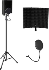 Recording Microphone Stand Isolation Shield with Heavy Tripod Stand, Professiona