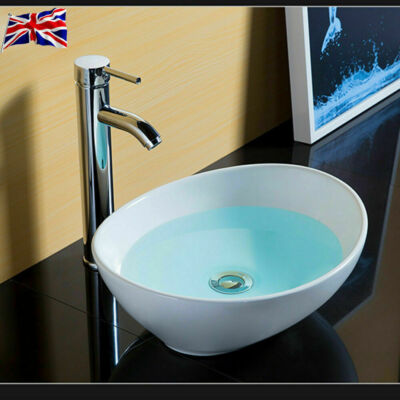 Uk Modern Design Bathroom Countertop Oval Top Ceramic Basin Small