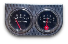 Vintage Oil Preasure And Amperes Gauge Set With A Bracket Made In Usa