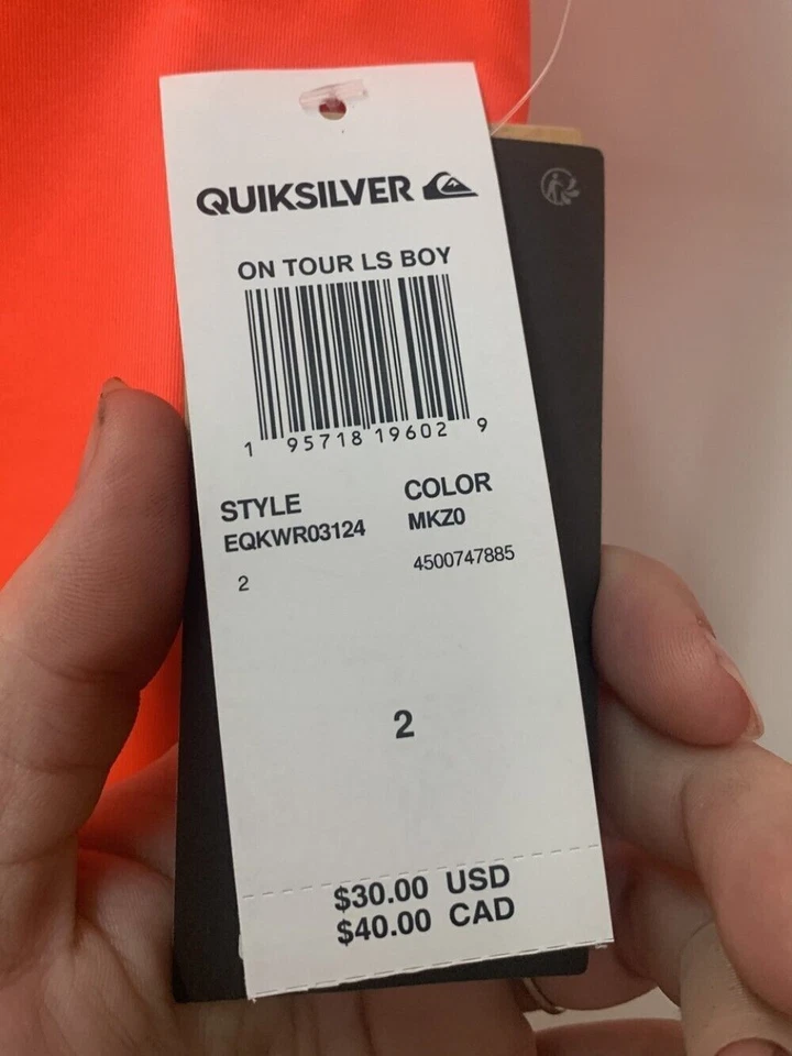 Quiksilver Youth Boys On Tour manga larga rashguard en coral neón elige la talla Foto 3 de 4