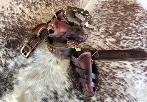 Gun Holster Belt Leather Revolver Pistol Tooled .22 .38/357 .44/45 Cal Western - Picture 3 of 3
