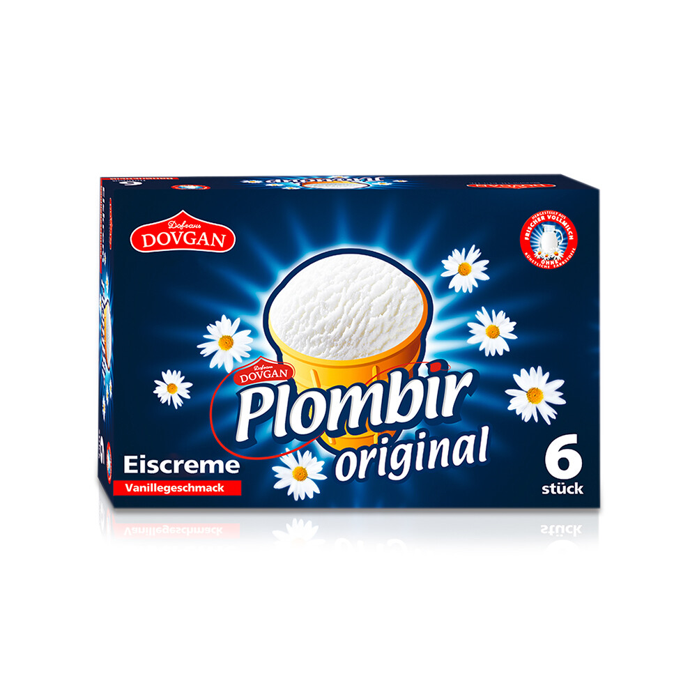 Eis im Waffelbecher - Plombir mit Vanillegeschmack, 6 x 71 g Мороженое