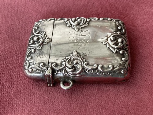 Antique sterling silver Ornate Chatelaine Matches Case 1897 - Picture 5 of 8