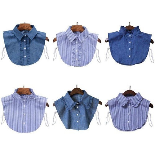 Denim Women Detachable Lapel Fake Collar Ruffles Lace False Half Shirt Blouse E Ebay