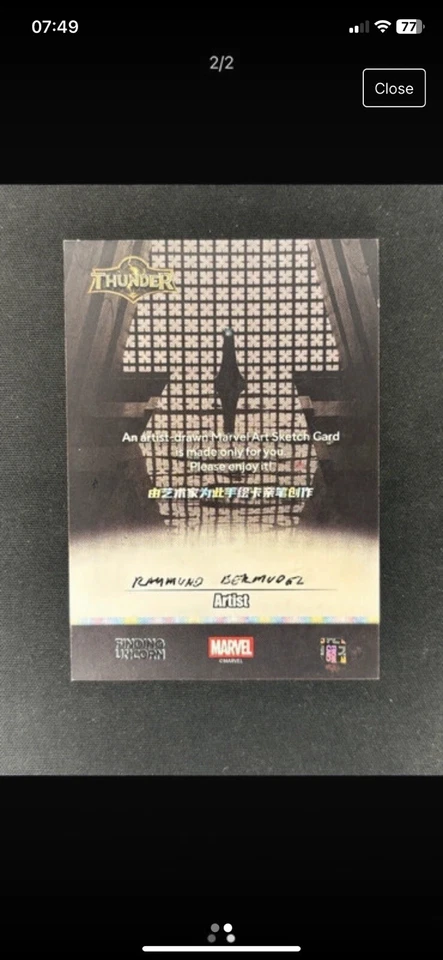 Marvel Finding Card Venom Sketch 1/1 - Image 2 of 2