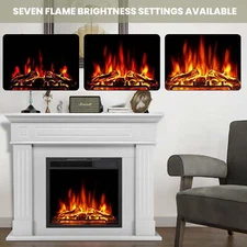 Electric Fireplace Mantel Package Wooden Surround , Adjustable Led Flame, Remote