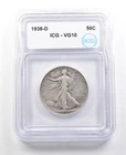 1938-D Walking Liberty Half Dollar VG10 ICG *3543