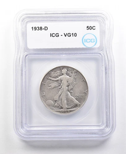 1938-D Walking Liberty Half Dollar VG10 ICG *3543