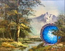 stargate Sg-1 Fine art print poster upcycled thrift store Vintage painting