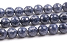 6-7MM Natural Deep Blue Sapphire Beads Grade A Micro Faceted Round Loose Beads