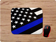 THIN BLUE LINE SUPPORT THE POLICE AMERICAN FLAG CUSTOM NONSLIP MOUSEPAD DESK MAT