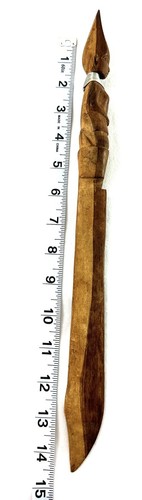 "Cuchara y cuchillo para servir de madera tribal vintage de teca de 15"" de largo" - Imagen 7 de 11