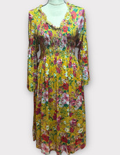 Robert Louis Womens XL Floral Maxi Dress Flowy Smocked Bell Sleeve Cute Feminine