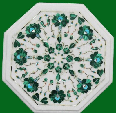 18'' Marble Coffee Center Table Top Multi Color Pietra Dura Marquetry Inlay w66