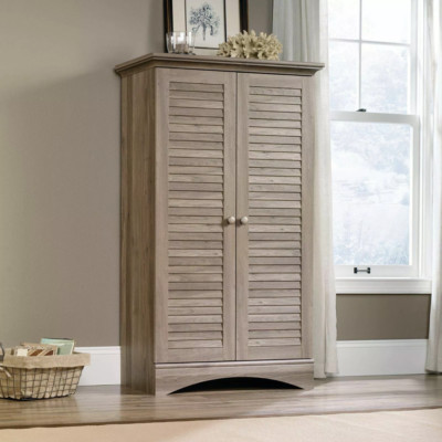 Rustic Oak Wooden Storage Cabinet Pantry Organizer Cupboard Laundry Home Office