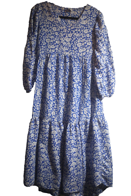 chinese dress ladies ZARA Blue & Black Floral Printed Pleated Maxi Dress | Gently Used main image 1