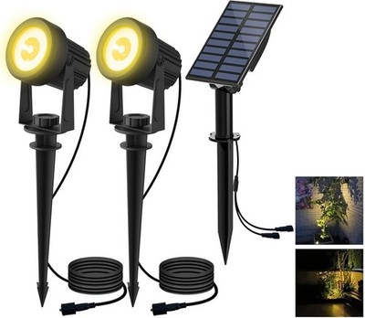 Solar Spotlight mit 270° schwenkbarem Kopf, 2 warmweiße Lampen,
