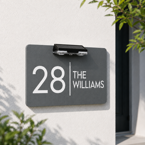 House Number Plaques Door Personalised House Signs Bright LED Solar 9 Light Mode - Picture 13 of 26