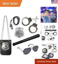 6PCS Police Pretend Play Toy Set for Kids, Toddler Boys Police Costume Includ...