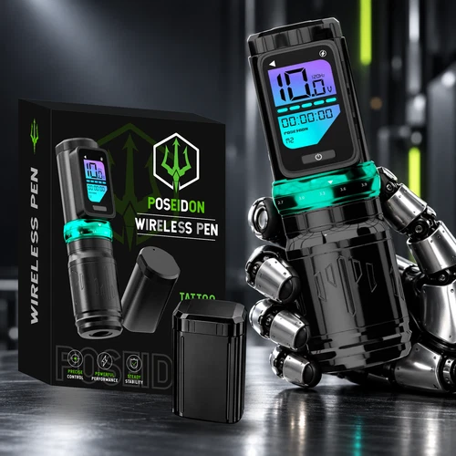 POSEIDON Wireless Tattoo Pen Machine 2 Batteries Digital Display Black - product listing photo