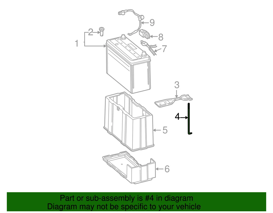 Honda 1990-2014 genuino - ajuste de batería de perno (195 mm) 31513-SM4-000 Foto 2 de 3