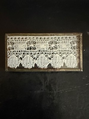 Vintage Handmade Lace Brooch Pin Under Glass Artisan Shadow Box