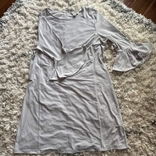Charlie Page Size Large Grey/Silver Three-Quarter Bell Sleeve Shift Dress