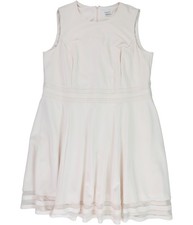 Calvin Klein Womens Illusion Stripe Fit & Flare Dress, Pink, Plus Size, 22W